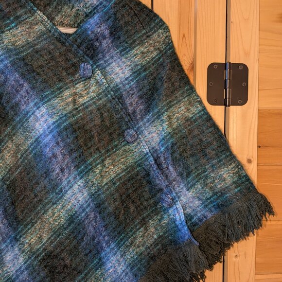 VTG Lochcarron Scottish Mohair Wool Cape Mantle Poncho Wrap Shawl Tartan Plaid - Picture 3 of 10